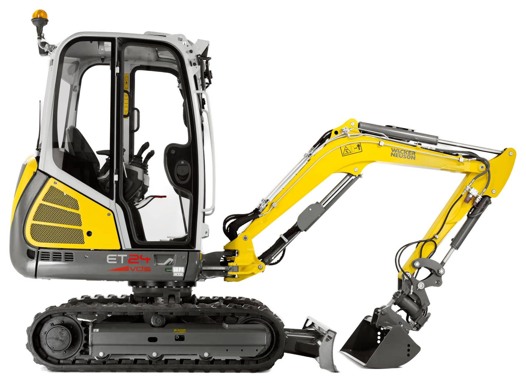 Wacker Neuson Minibagger ET24 mit Kabine, Seitenansicht mit Tieflöffel